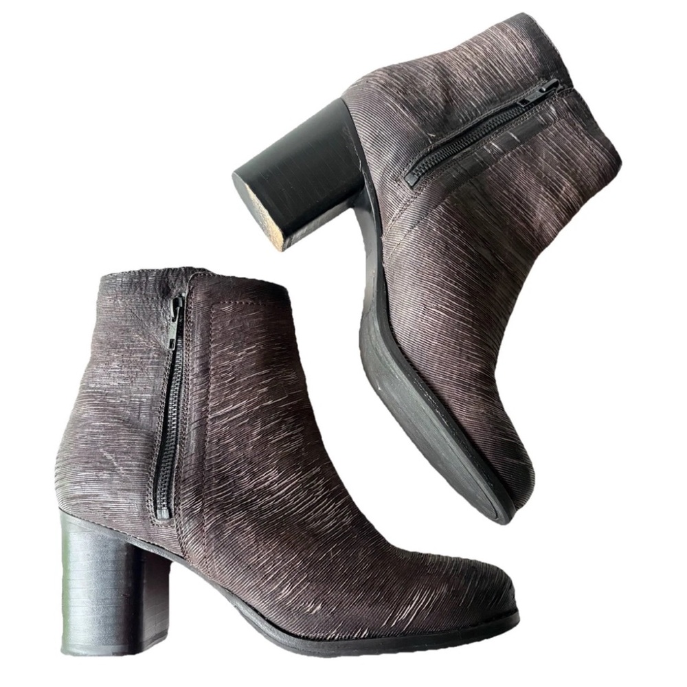 Frye Addie Double Zip Leather Bootie Block Heel Womens 9.5B Dark Brown